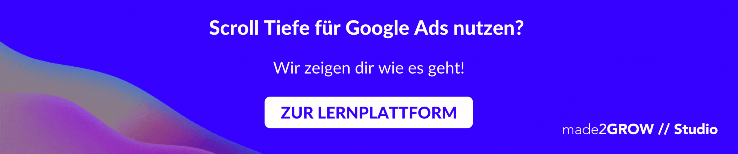 m2G Studio  Banner Scroll Tiefe Google Analytics