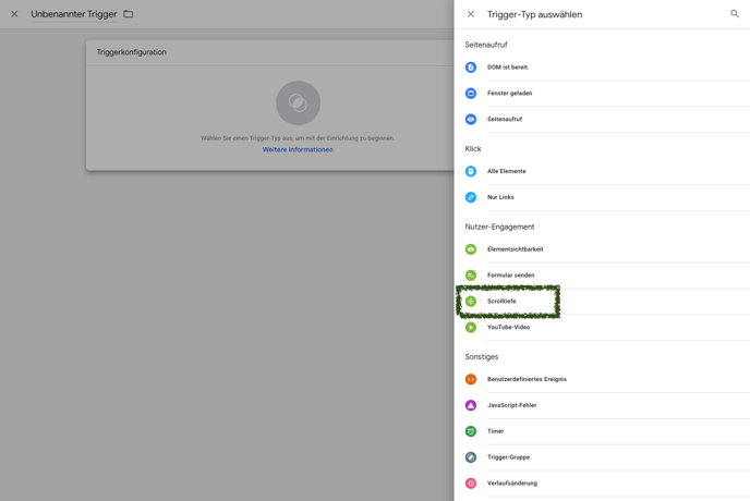 Google Tag Manager New Trigger