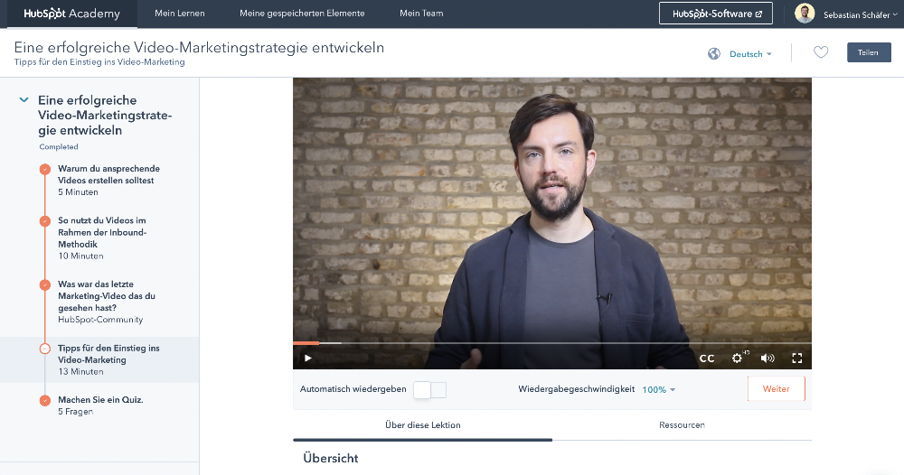 Screenshot HubSpot Academy Video Marketing-1